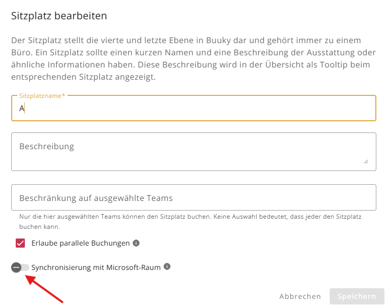Sitzplatz bearbeiten