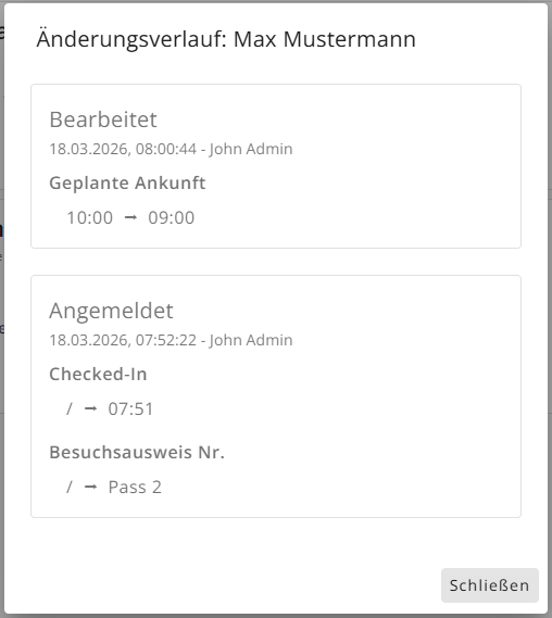 Änderungsverlauf Dialog