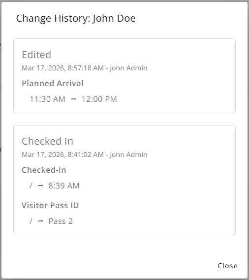 Change History Dialog