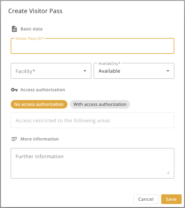 Create Visitor Pass Dialog