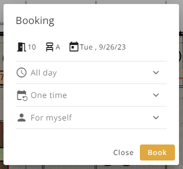 Booking dialog