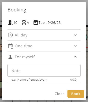 Booking dialog for myself