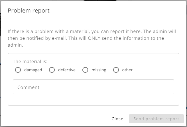 Problem report Dialog