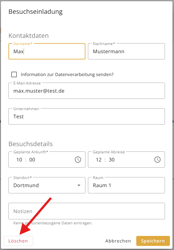 Besucher:in löschen