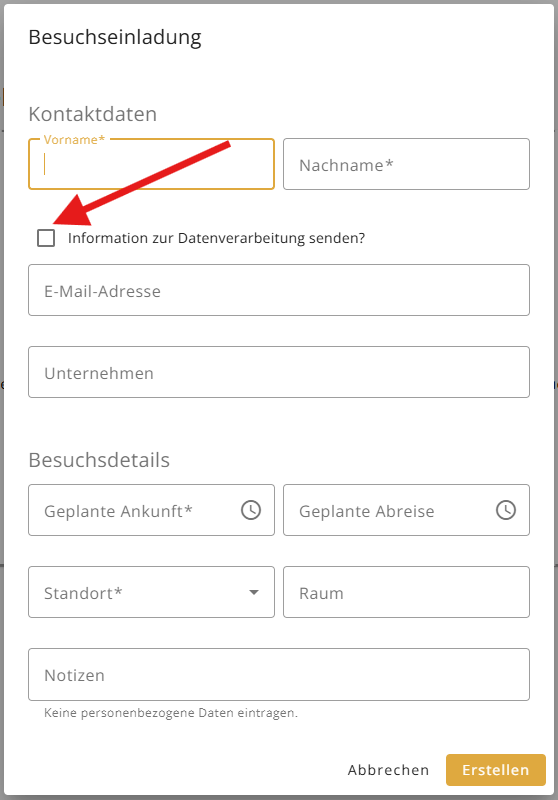 Datenschutzinformationen Checkbox