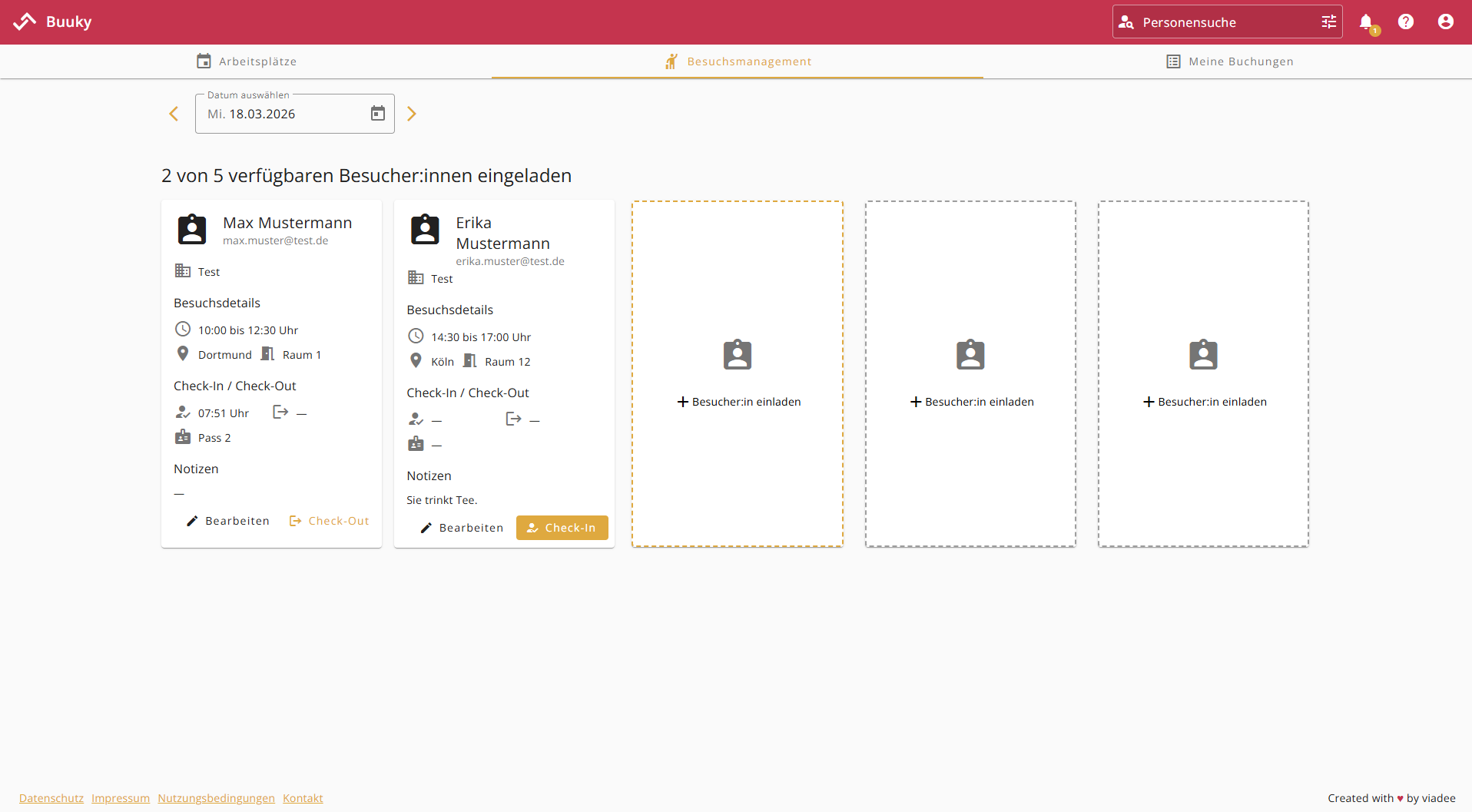 Übersicht Besuchsmanagement