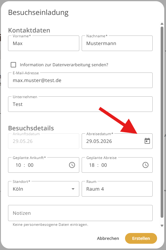 Mehrtägige Besuchseinladung