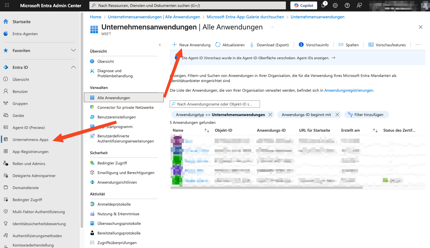 Anlegen der Anwendung