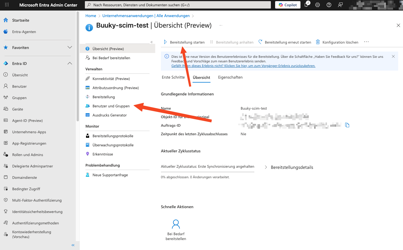 Bereitstellung starten