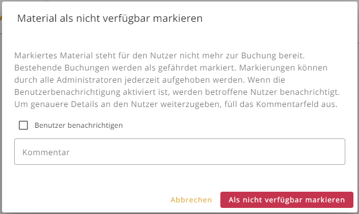 Nicht verfügbar markieren