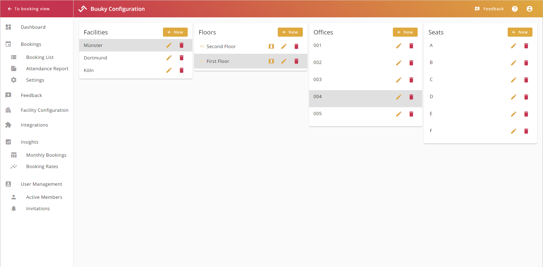 facility configuration view